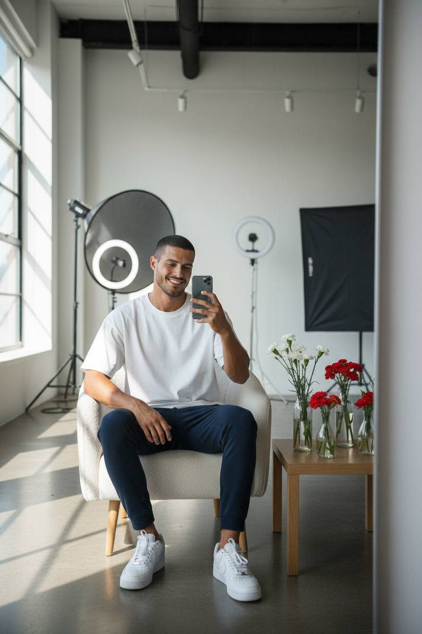 Cozy Studio Mirror Selfie