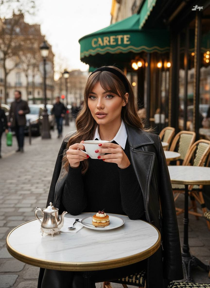 Elegant Parisian Café Portrait