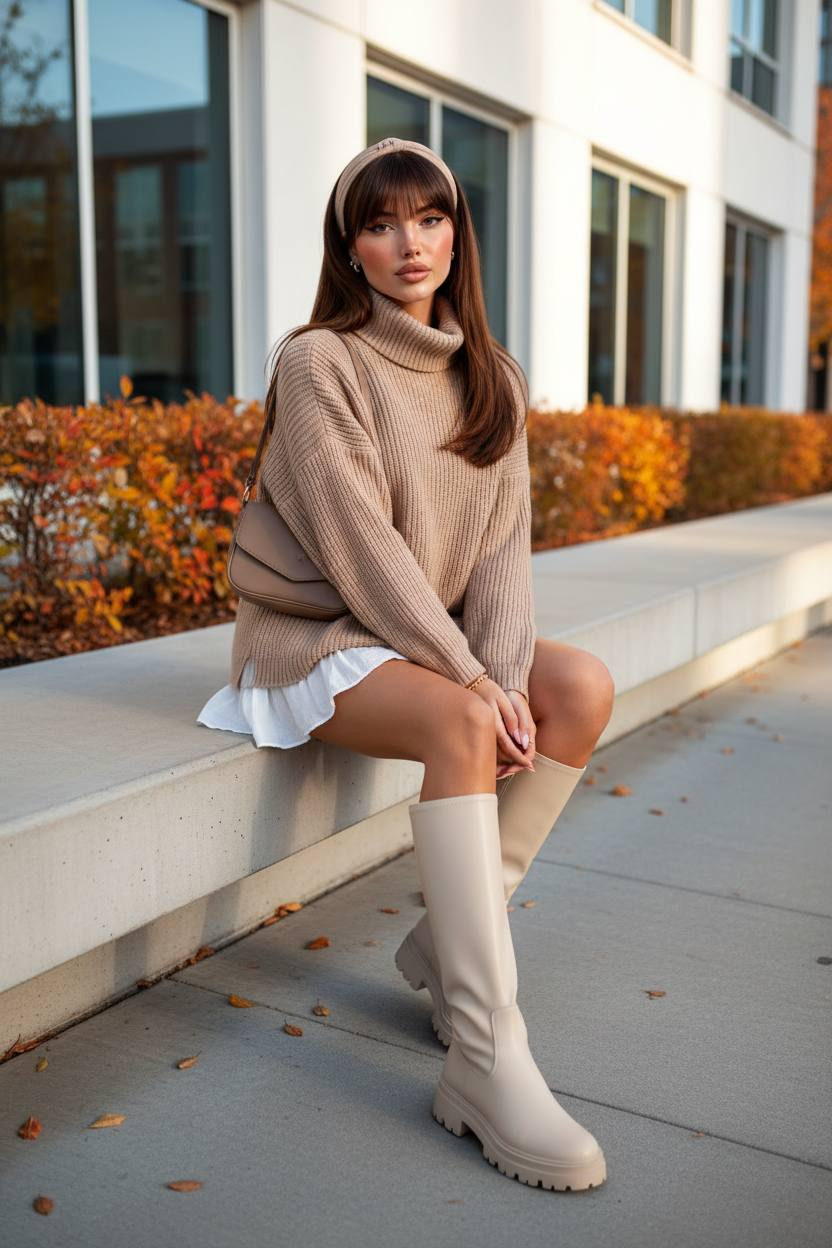 Latte Girl Autumn Fashion Portrait