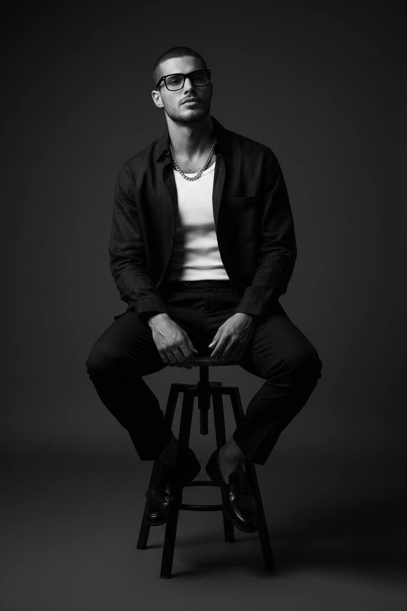 Cinematic Monochrome Gentleman Portrait