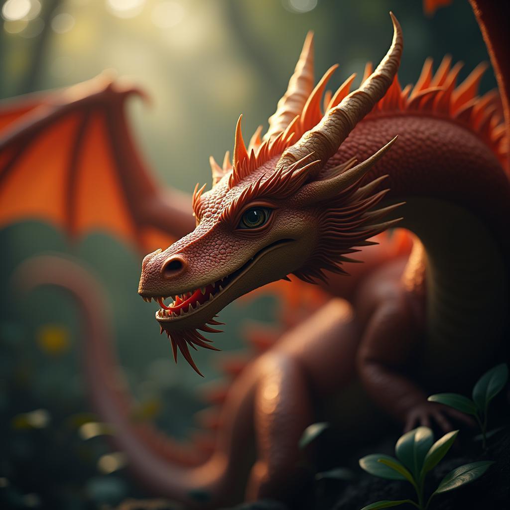 Majestic Dragon in Dreamy Cinematic Bokeh