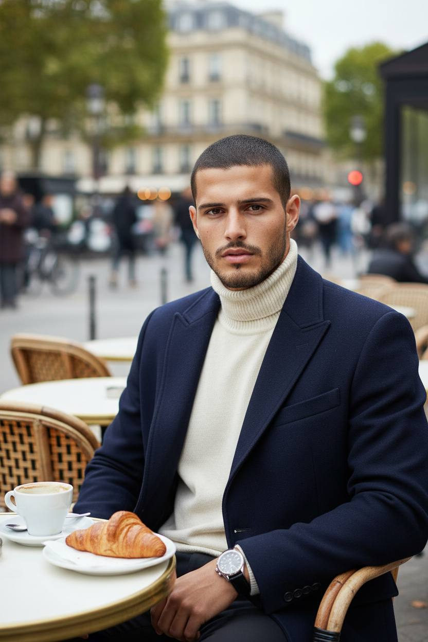 Paris Café Gentleman Portrait