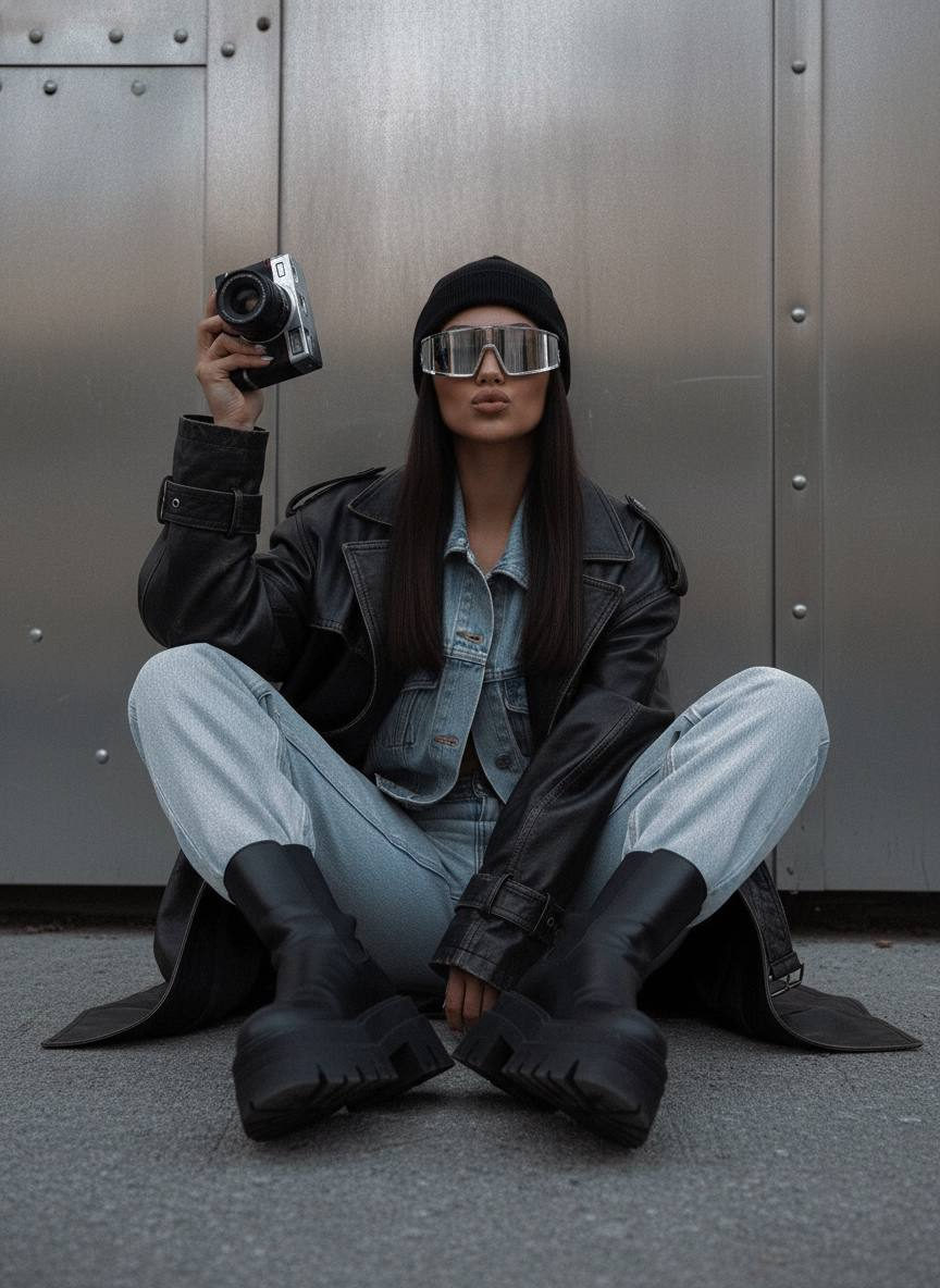 Grunge Chic Street Fashion Portrait