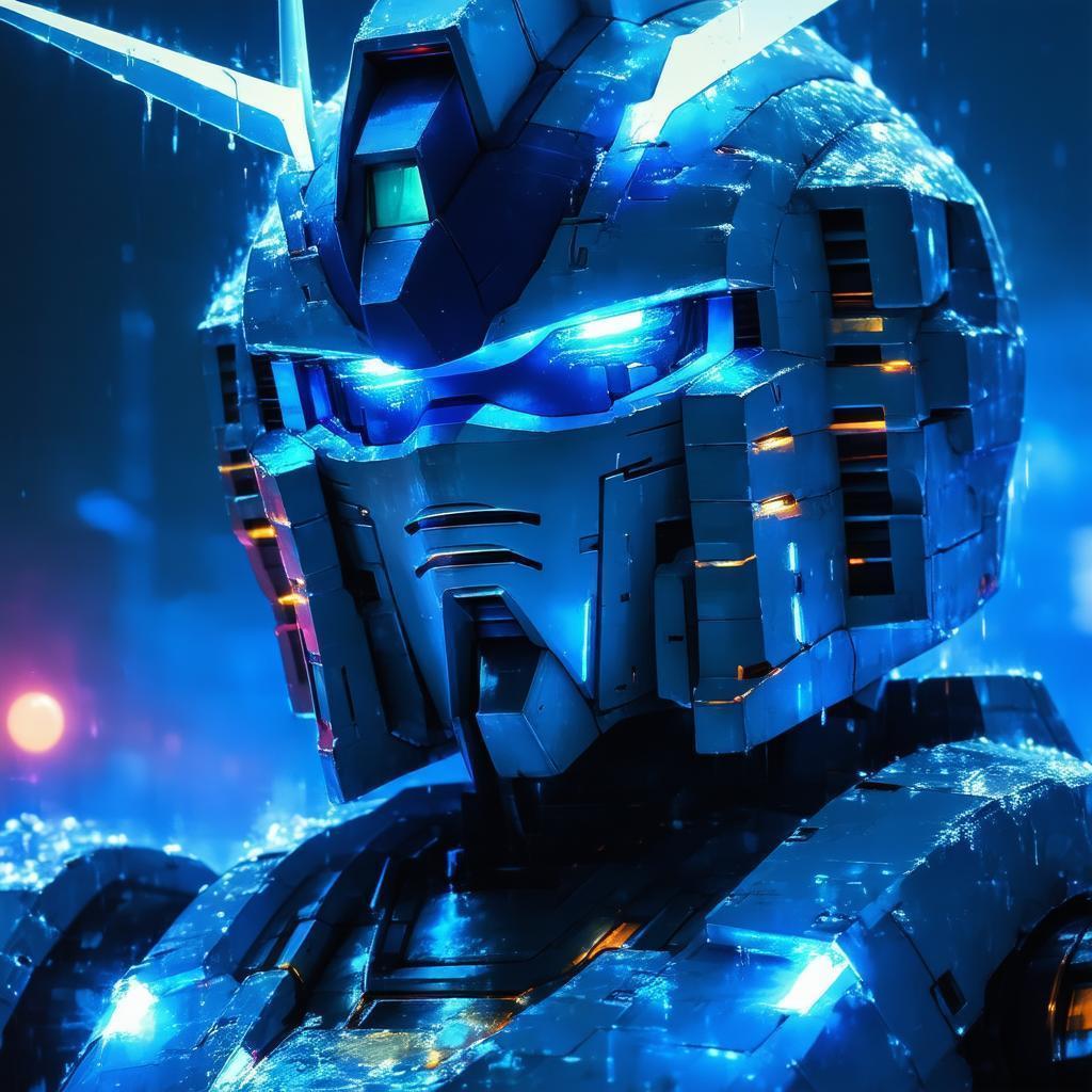 Blue Eyed Gundam Prowling the Night City