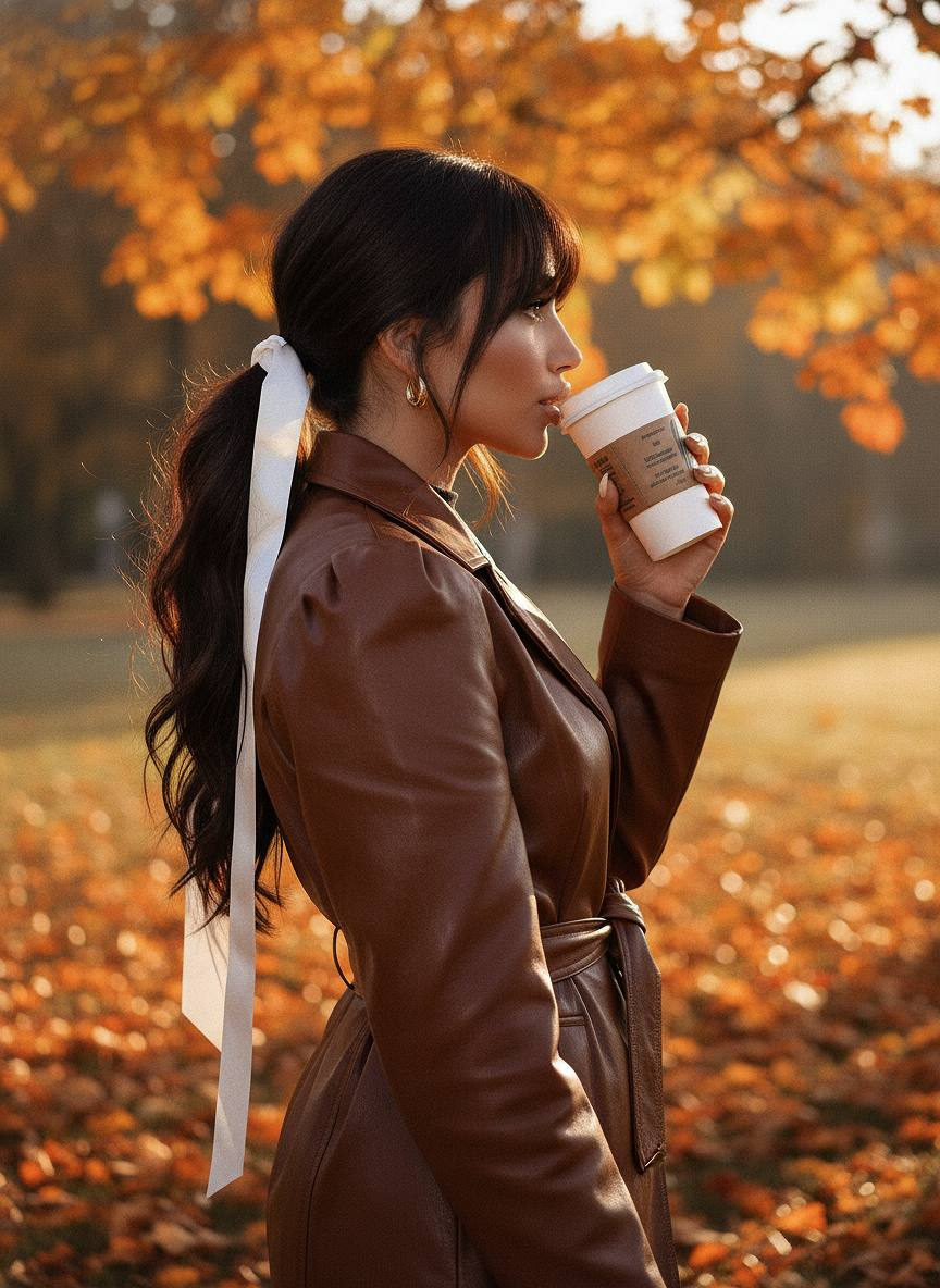 Autumn Coffee Girl Portrait