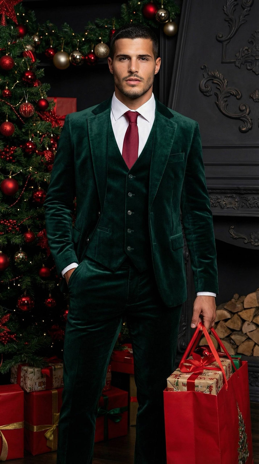 Emerald Velvet Christmas Gentleman Portrait