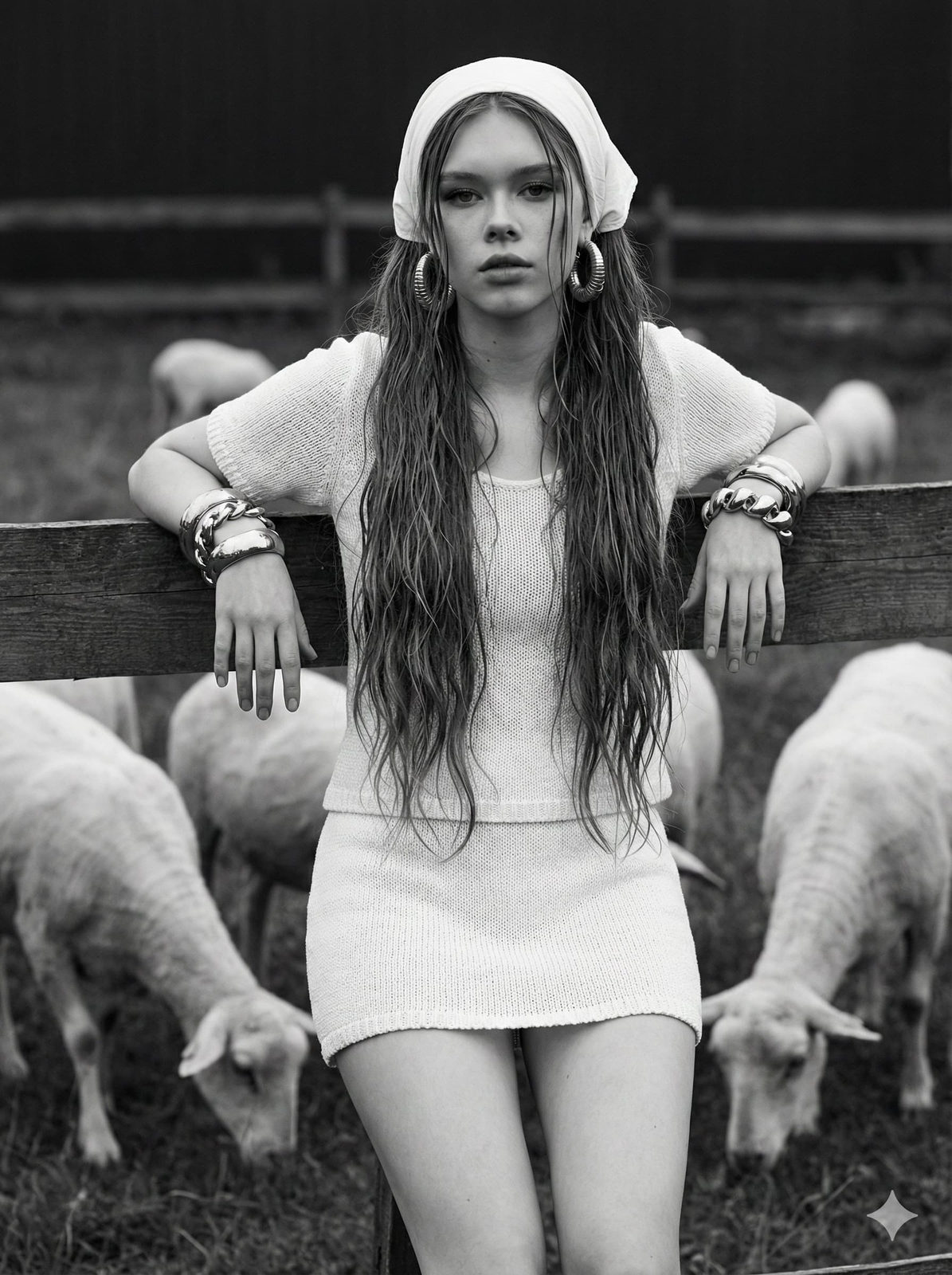 Vintage Farm Girl Fashion Portrait