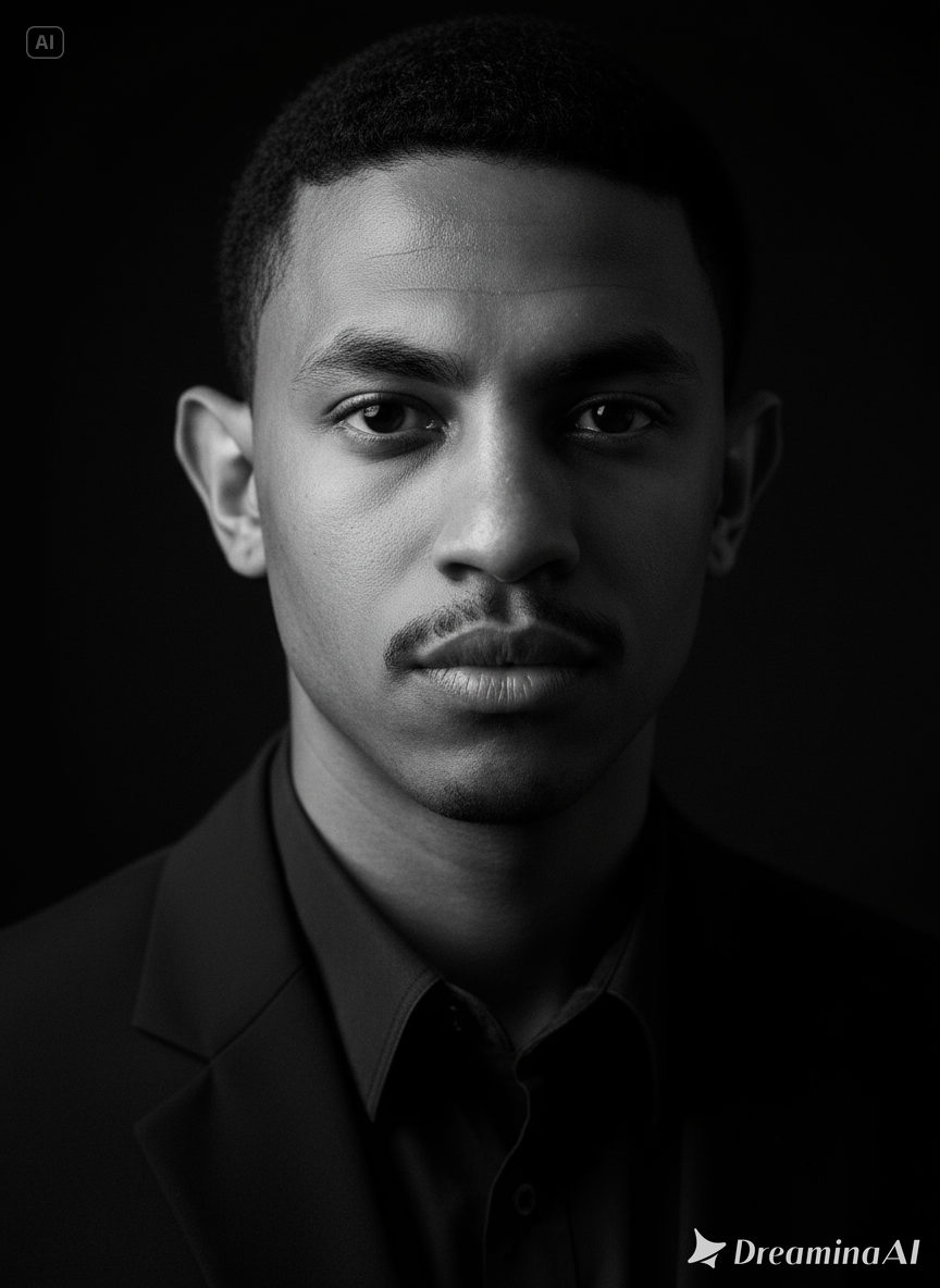Dramatic Black White Portrait