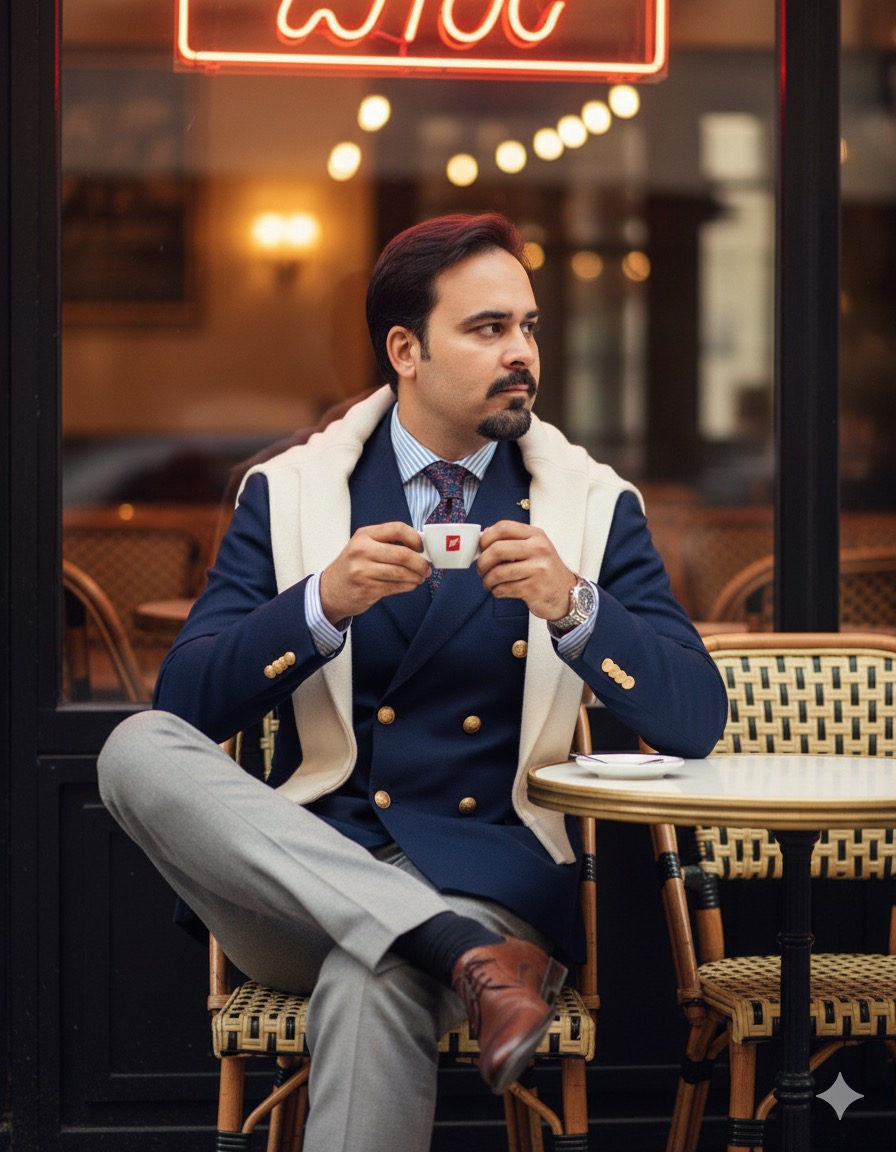 Paris Café Gentleman Portrait