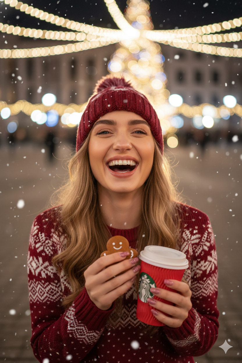Joyful Winter Smile in Snowfall