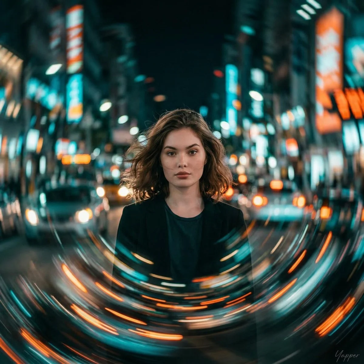 Neon City Spin Portrait