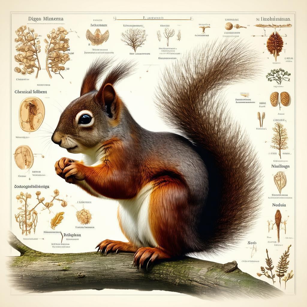 Squirrel Anatomy in Precise Scientific Illustration