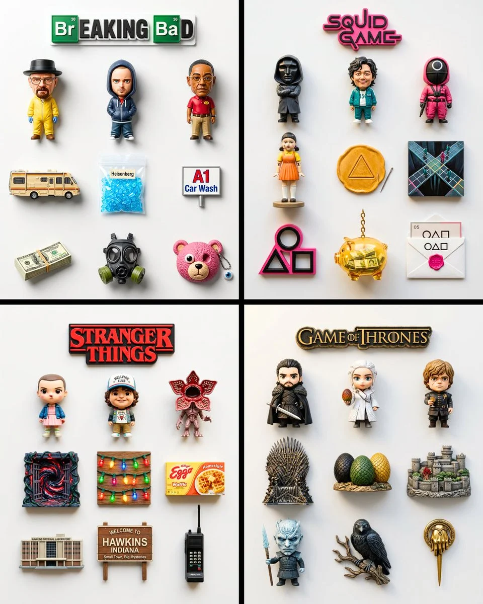 9 Country Fridge Magnets 3D Collection