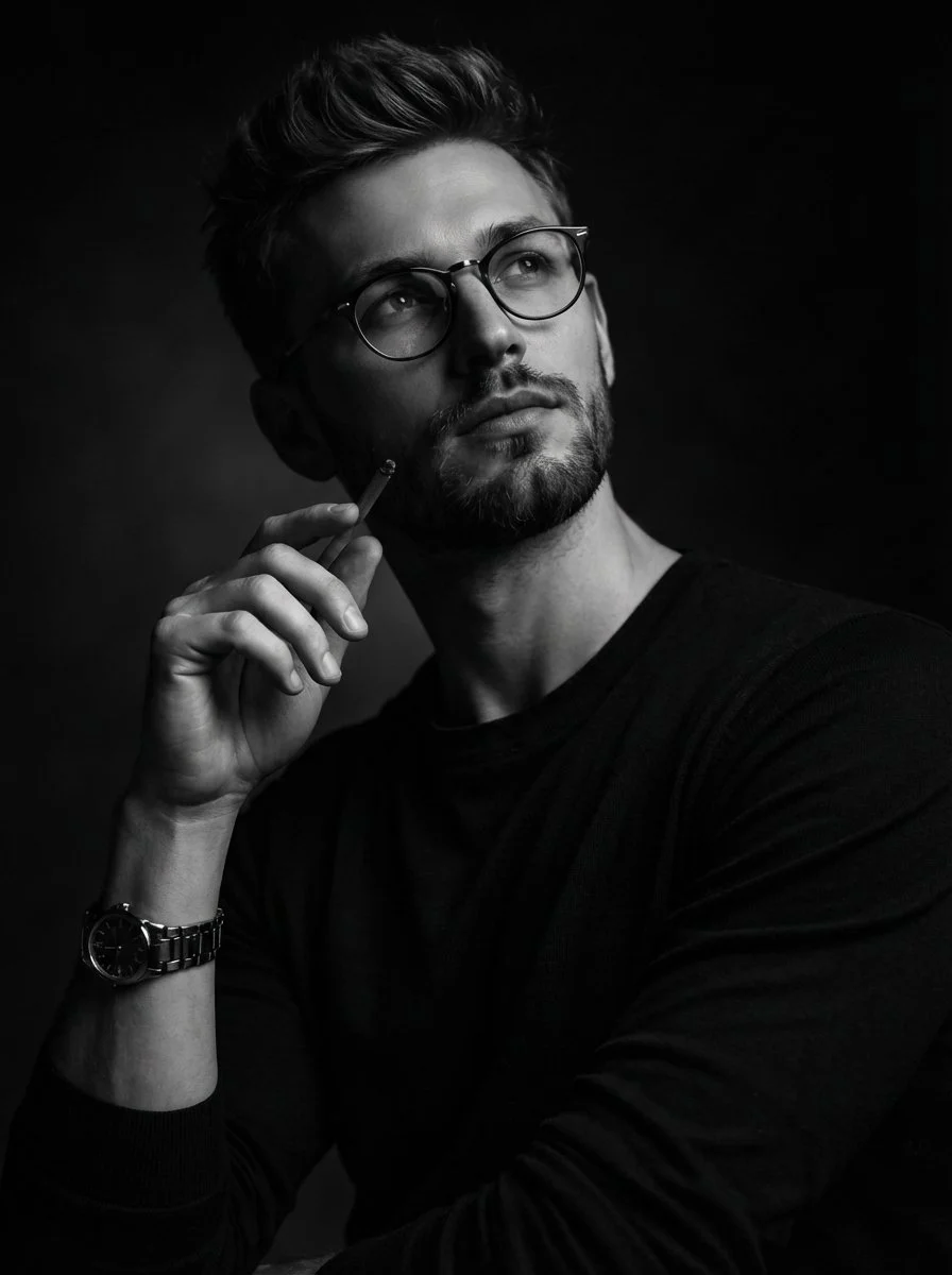 Dramatic Black and White Portrait