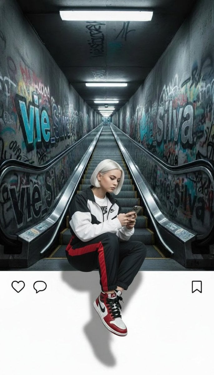 3D Nike Girl Breaks Instagram Frame