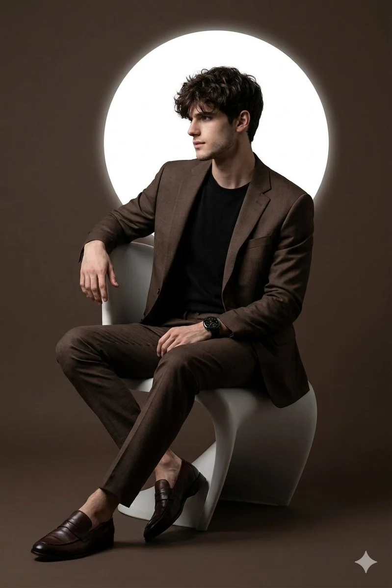 Cinematic Brown Suit Portrait