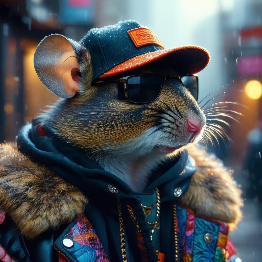 Ratfolk Rapper in Fur Coat and Cap