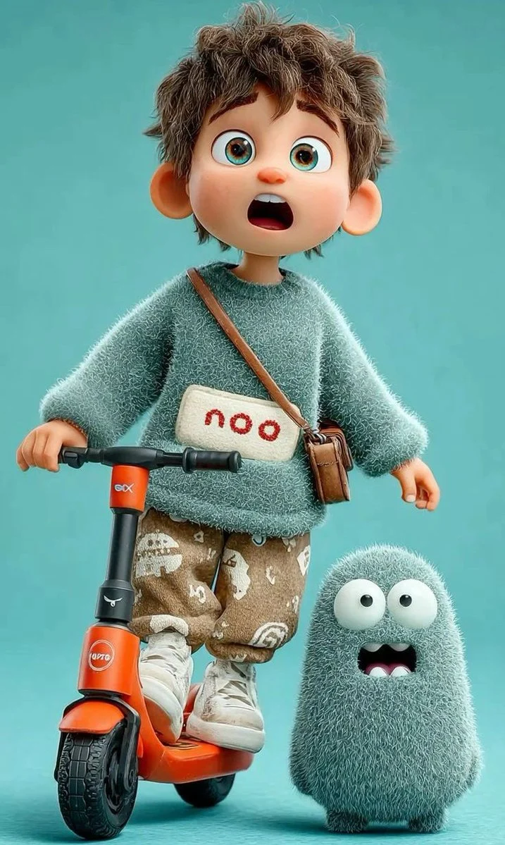 Cute Boy on Electric Scooter