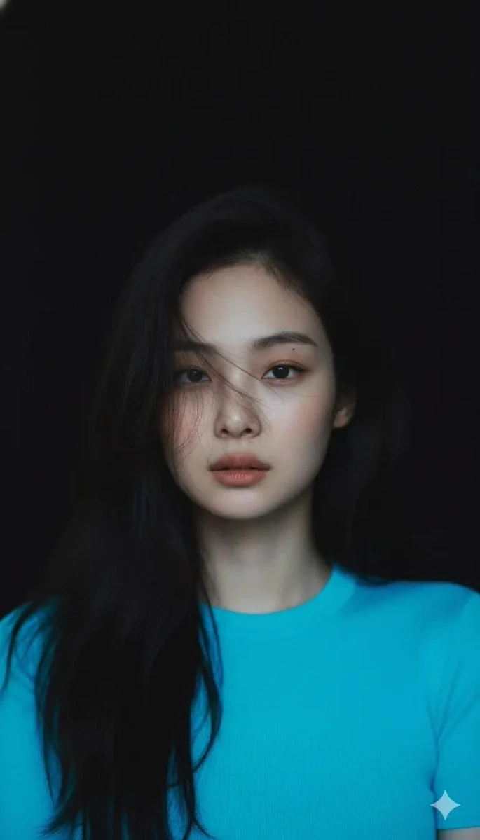 Moody Neon Blue Cinematic Portrait