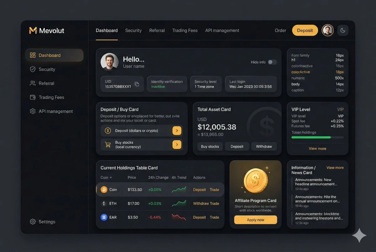 Dark Fintech Dashboard UI Design