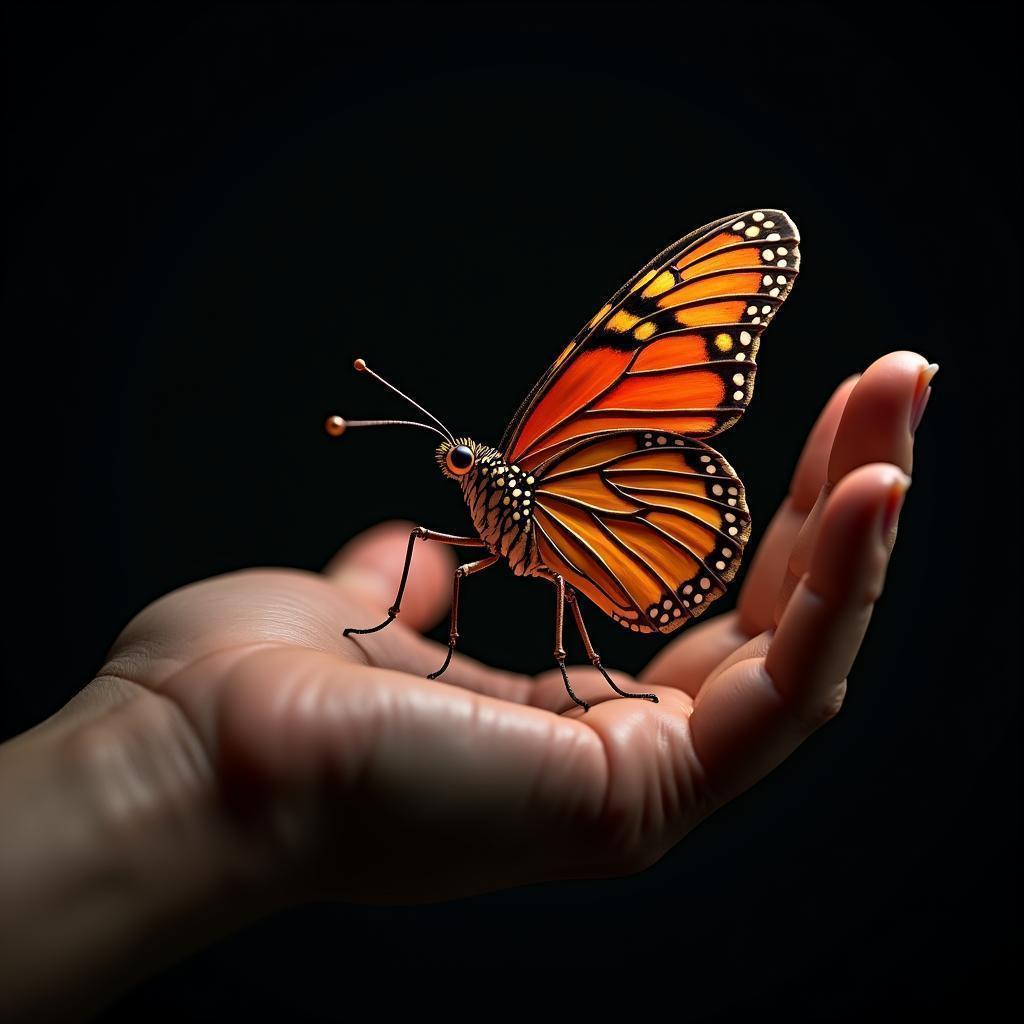 Butterfly Resting on a Human Palm