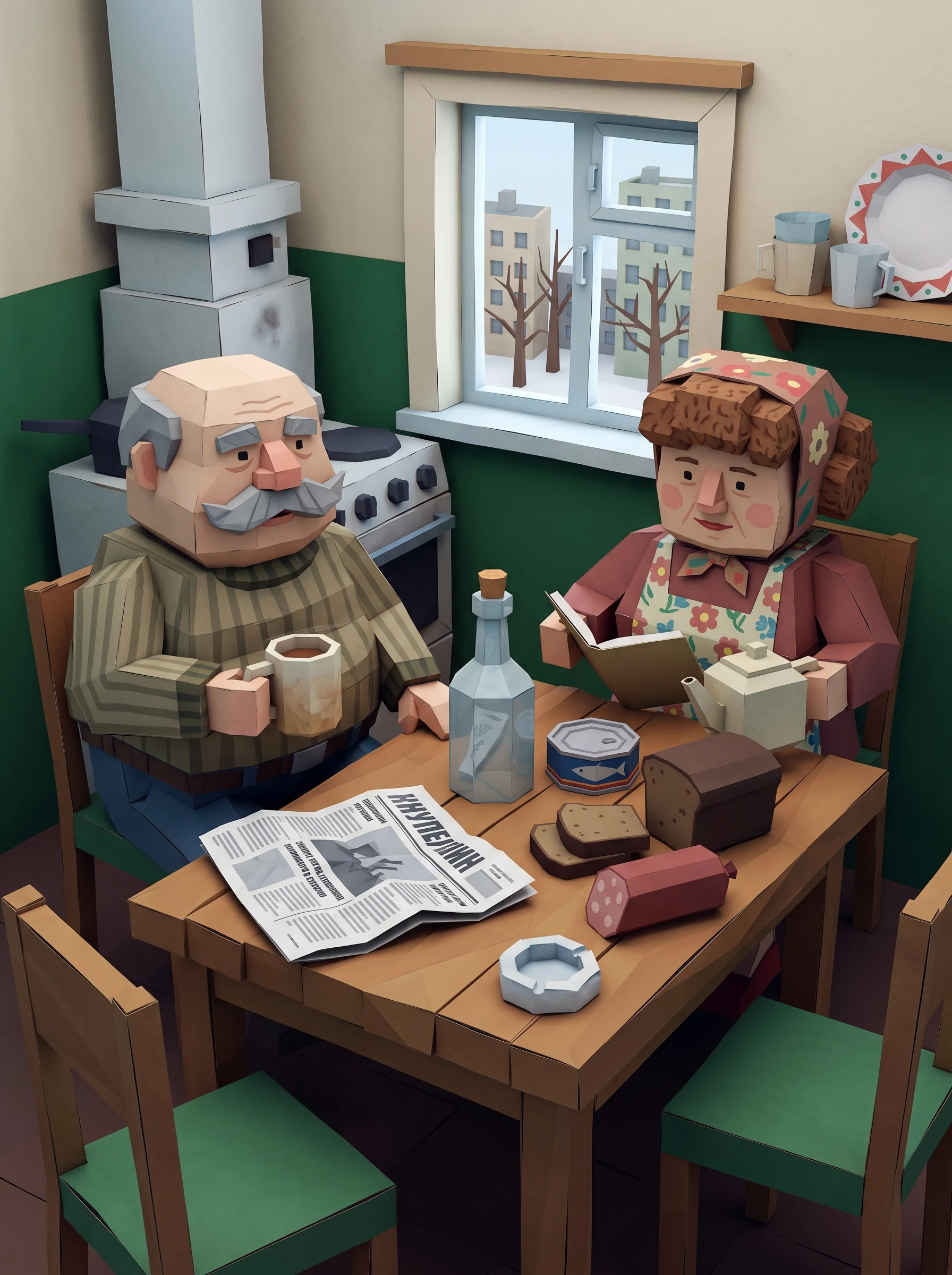 Ironic Low Poly Paper Craft Poster