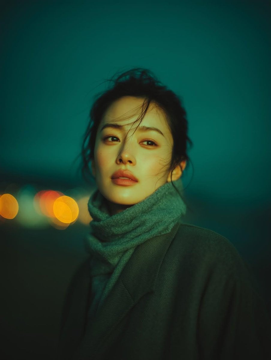 Cinematic Night Portrait of Woman