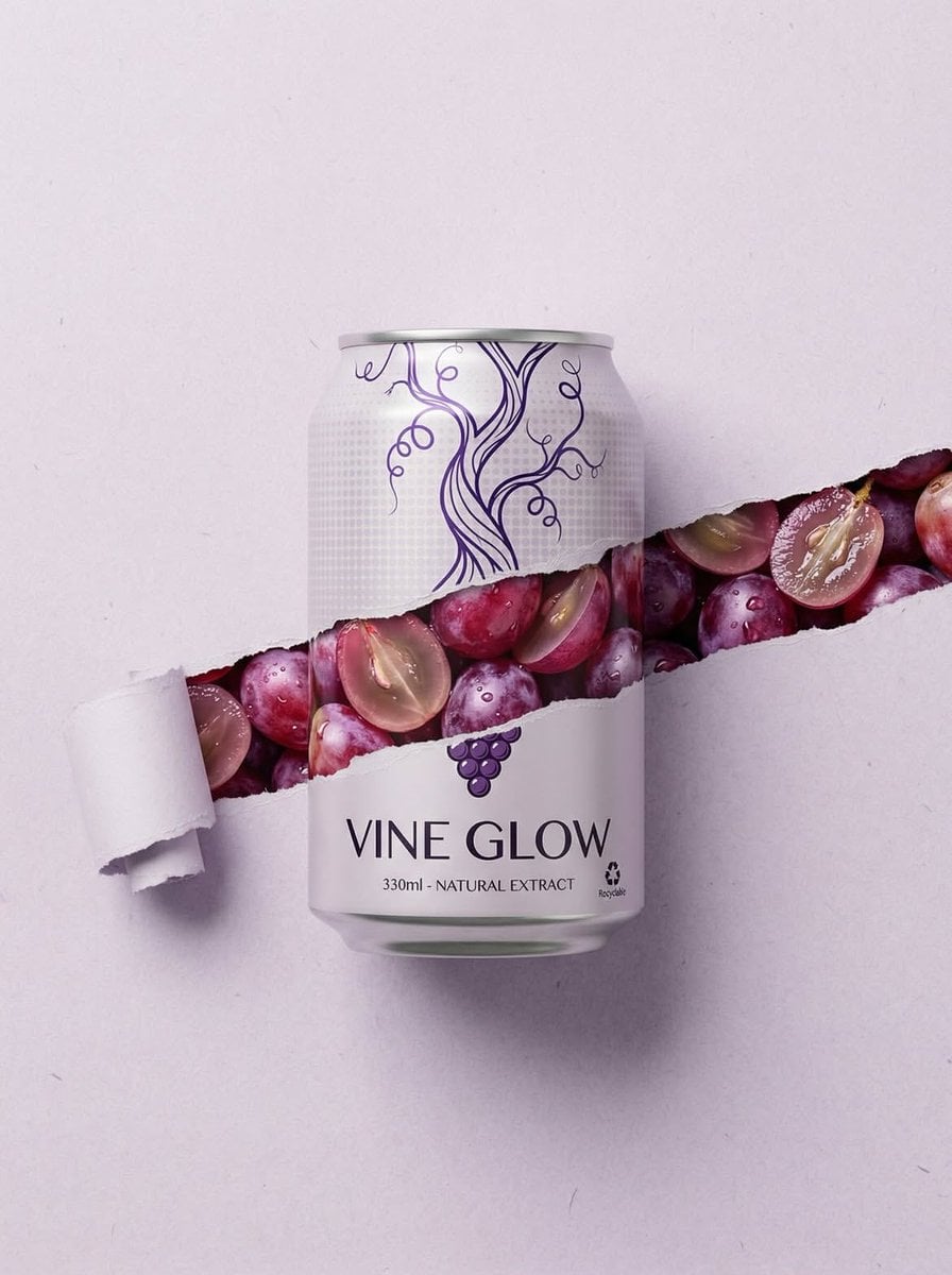 Vine Glow Grape Can Product Photography