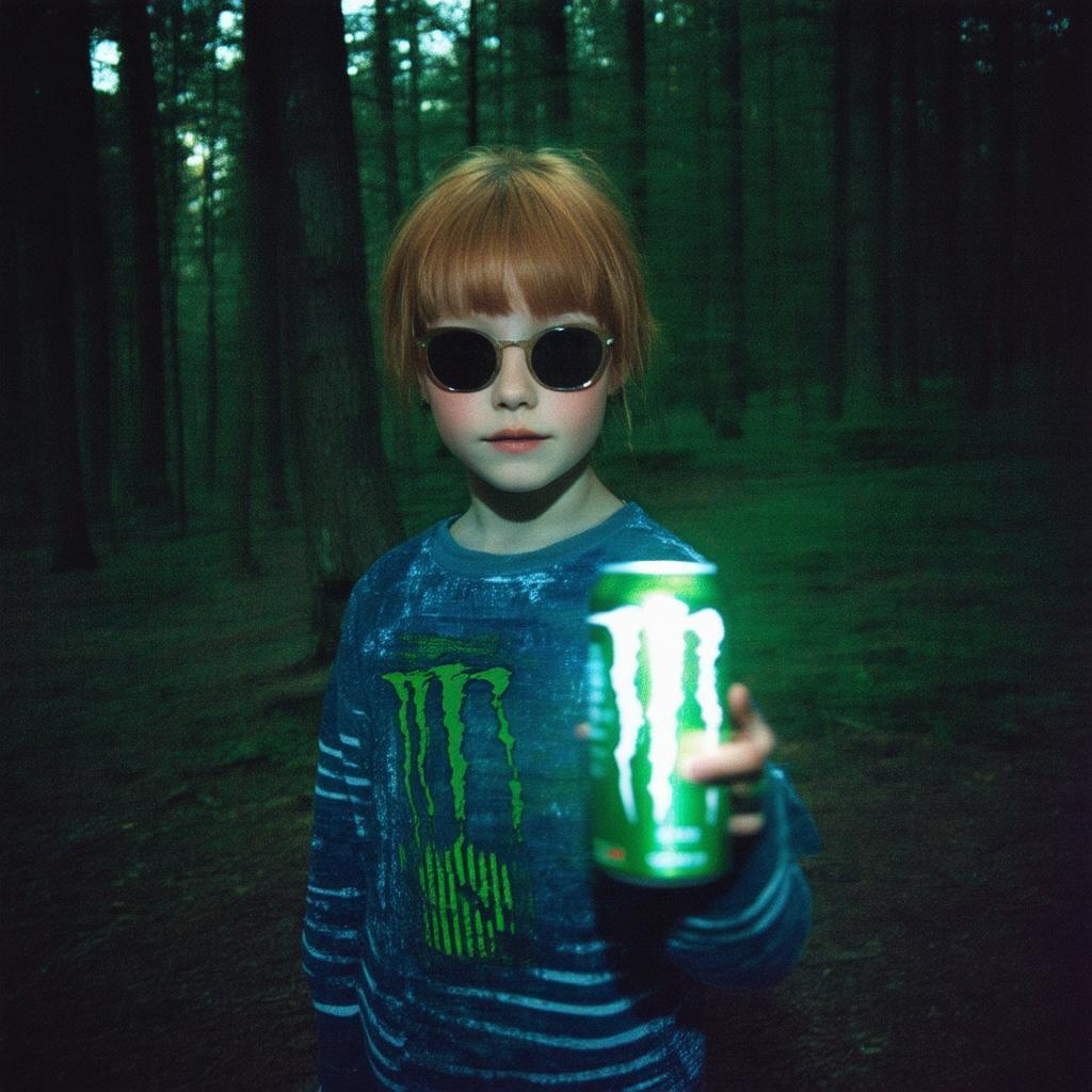 Grainy 2003 Flash Photo in Night Forest