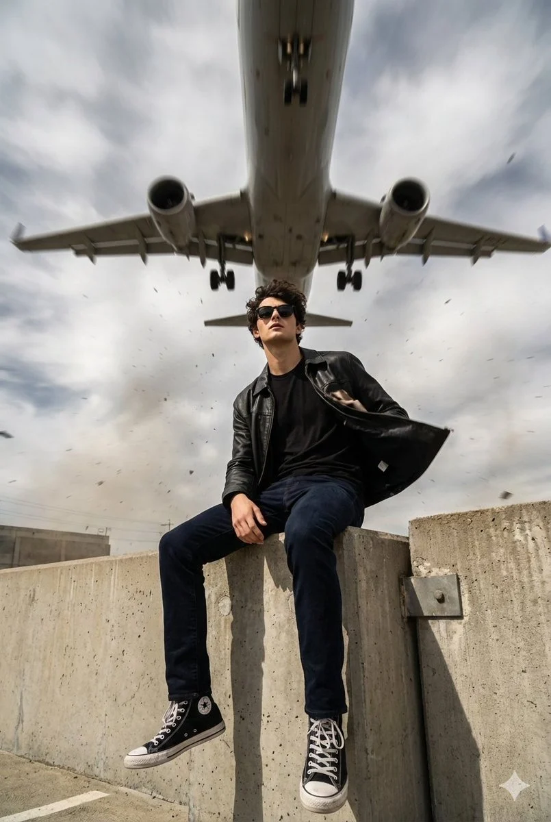 Low-Flying Plane Cinematic Portrait