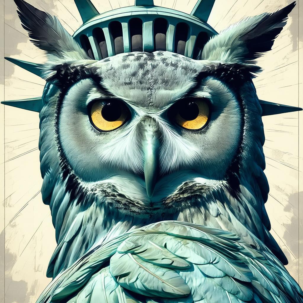 Statue of Liberty With an Owl Face