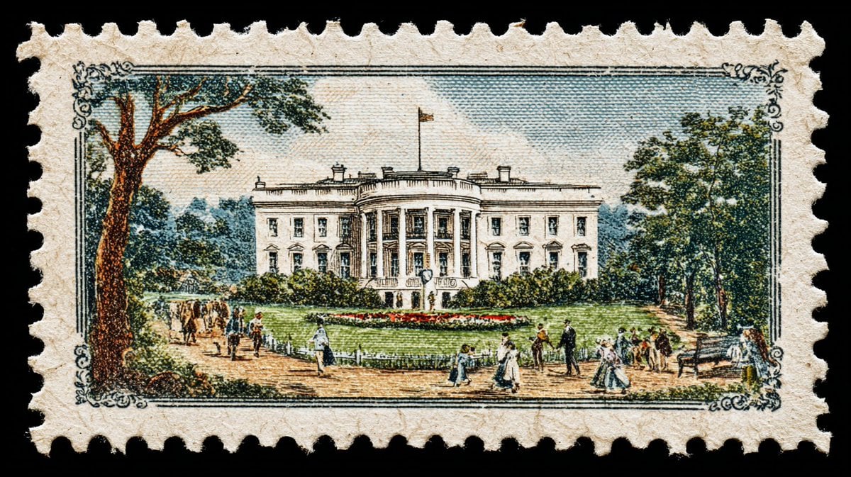 Vintage Stamp Iconic Monument Art