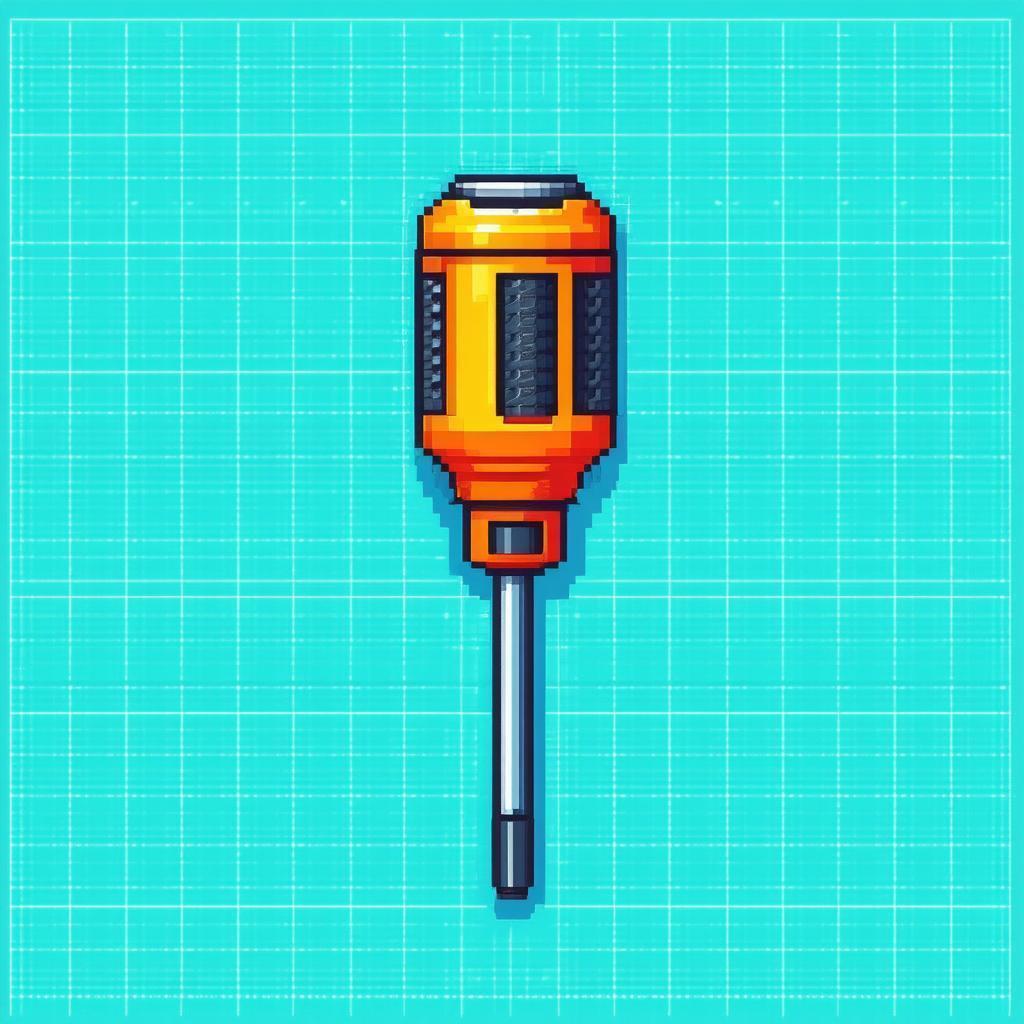 Retro Pixel Screwdriver Sprite in Vivid Color