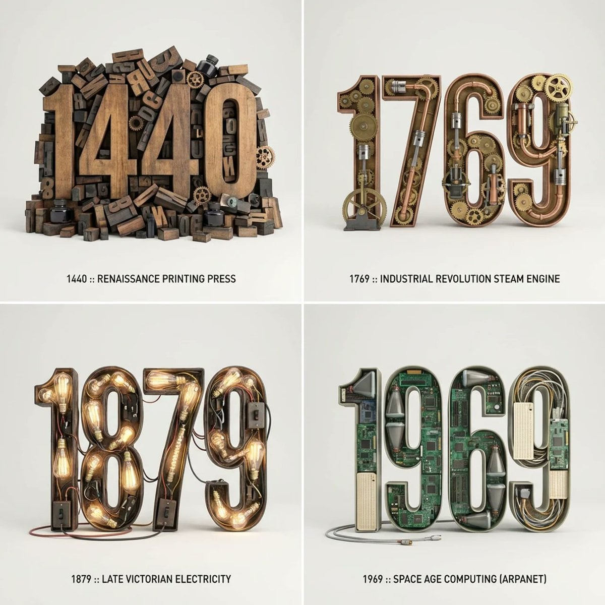 Historic Inventions 3D Typography