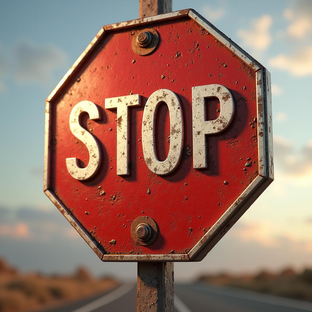 Towering Stop Sign in Photorealistic 3D