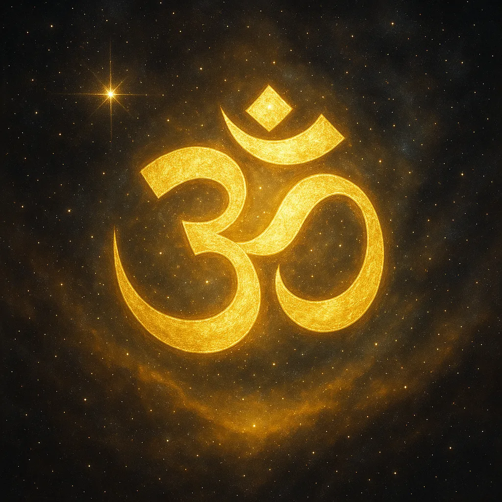 Om Symbol Rendered in Shimmering Golden Tones
