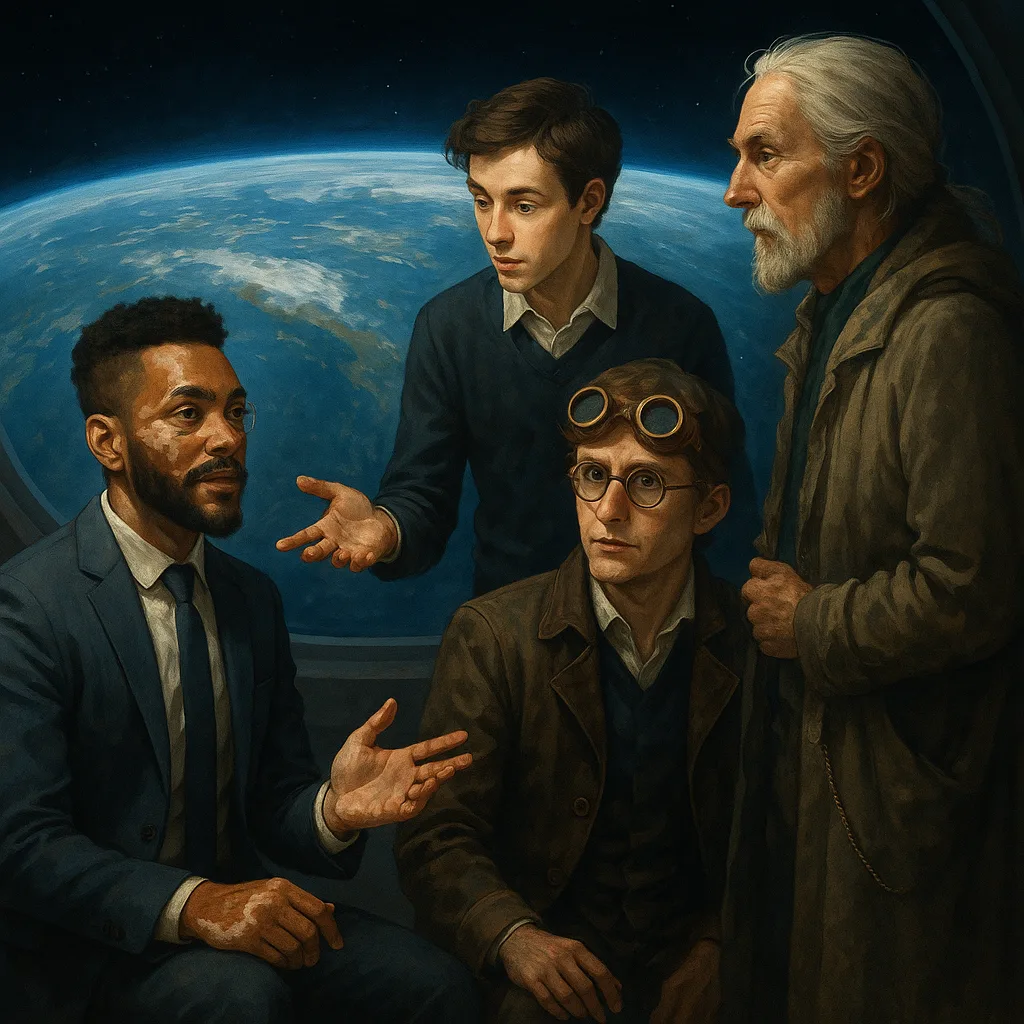 Five Distinct Figures Interact