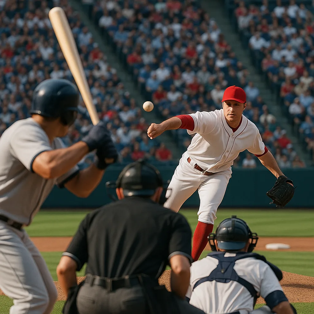 Baseball Pitcher Throws the Ball Towards a Batter