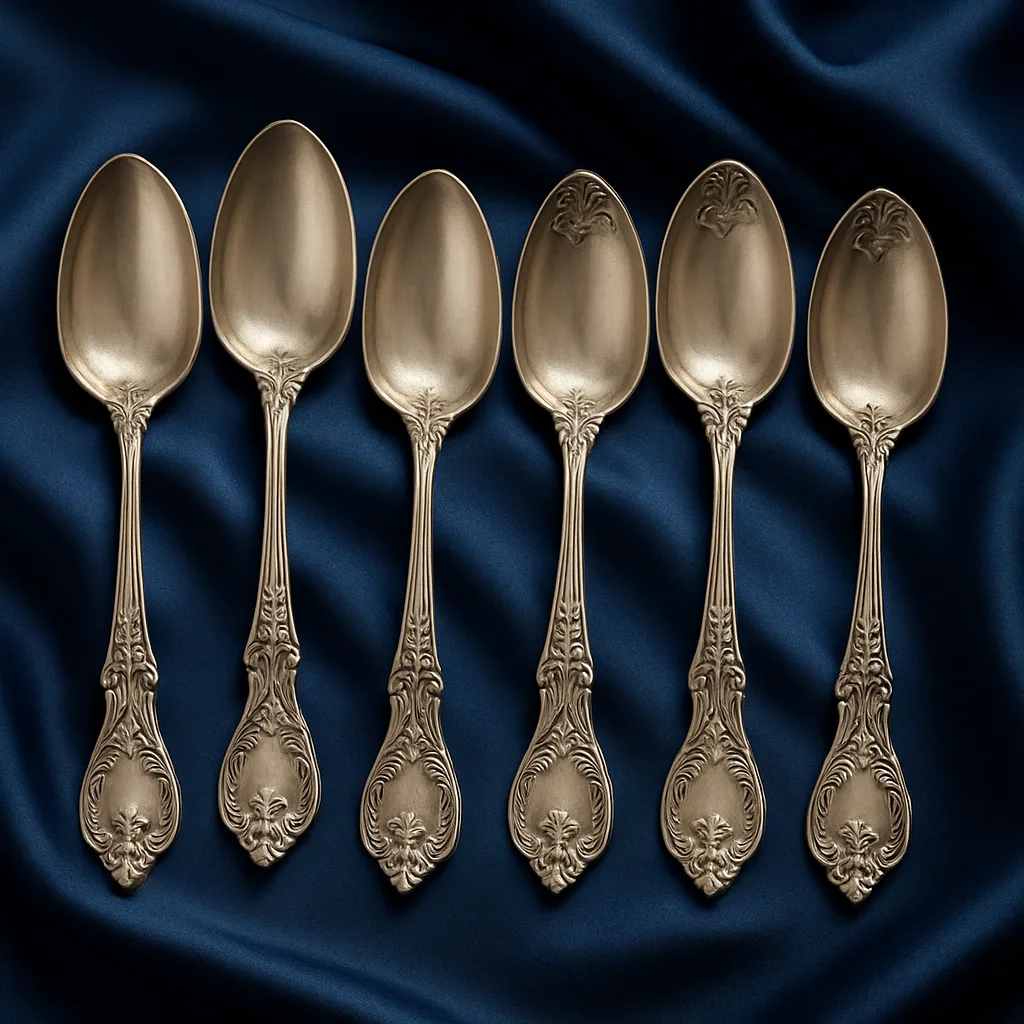 Six Antique Silver Serving Spoons