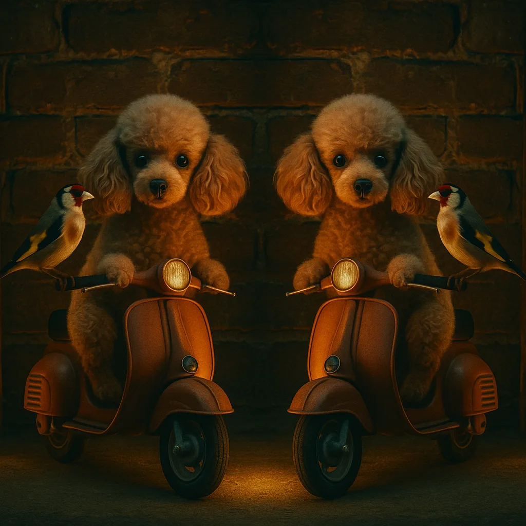 Toy Poodle and Goldfinch