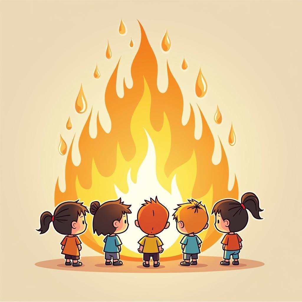 Whiteboard Cartoon Gathering Around Animated Flames