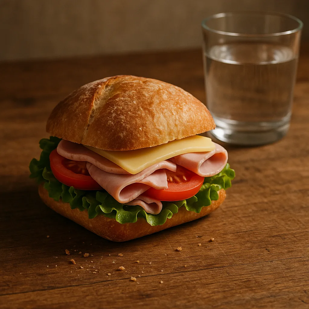 Depict a Lifelike Scene Showcasing a Lone Sandwich