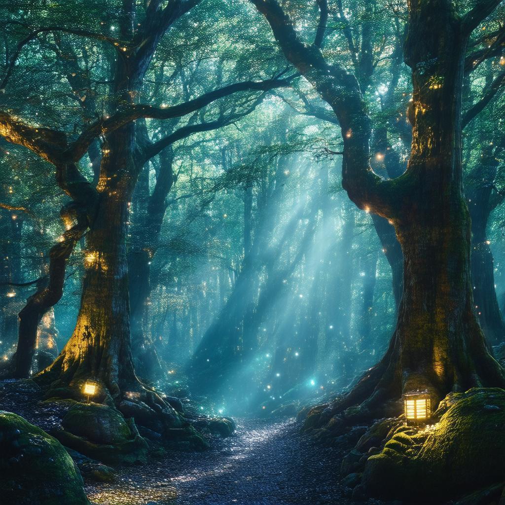 Mystical Lights Dancing in Japanese Dream Forest
