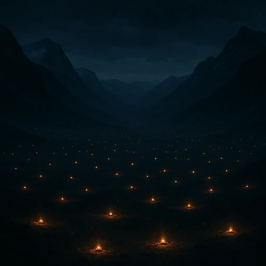 Many Distant Campfires Twinkle Like Fallen Stars Across a Vast
