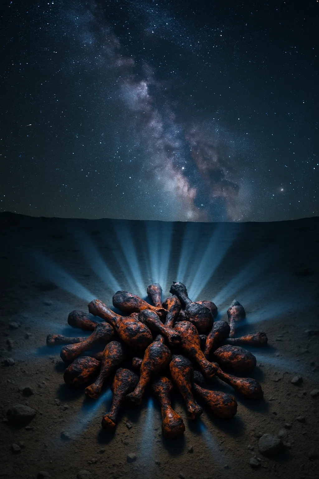 Chaotic Cluster of Charred Drumsticks