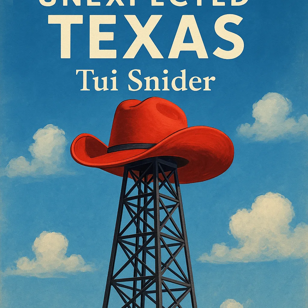 Texas Oil Derrick Adorned with a Red Cowboy Hat