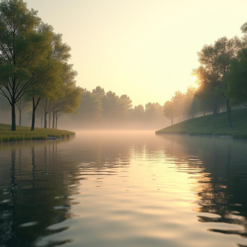 Tranquil Lakeside Reflections in Octane 3D
