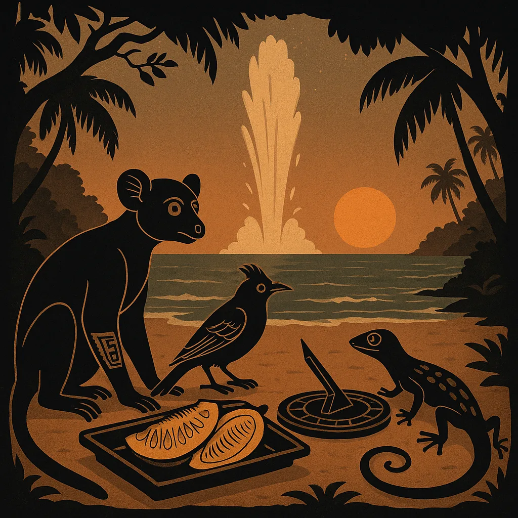 Egyptian-style Silhouetted Indri