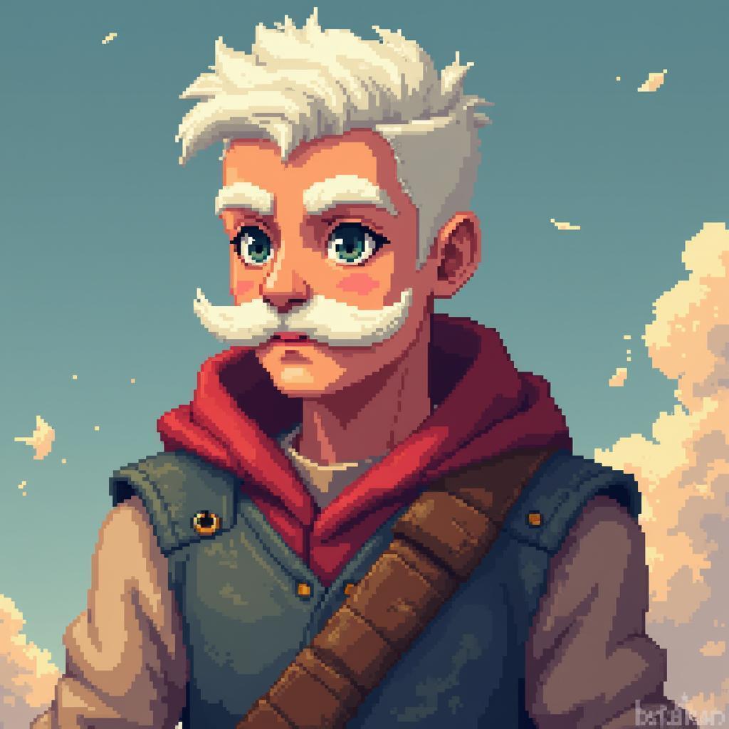 Pixel Adventurer With White Combover and Moustache