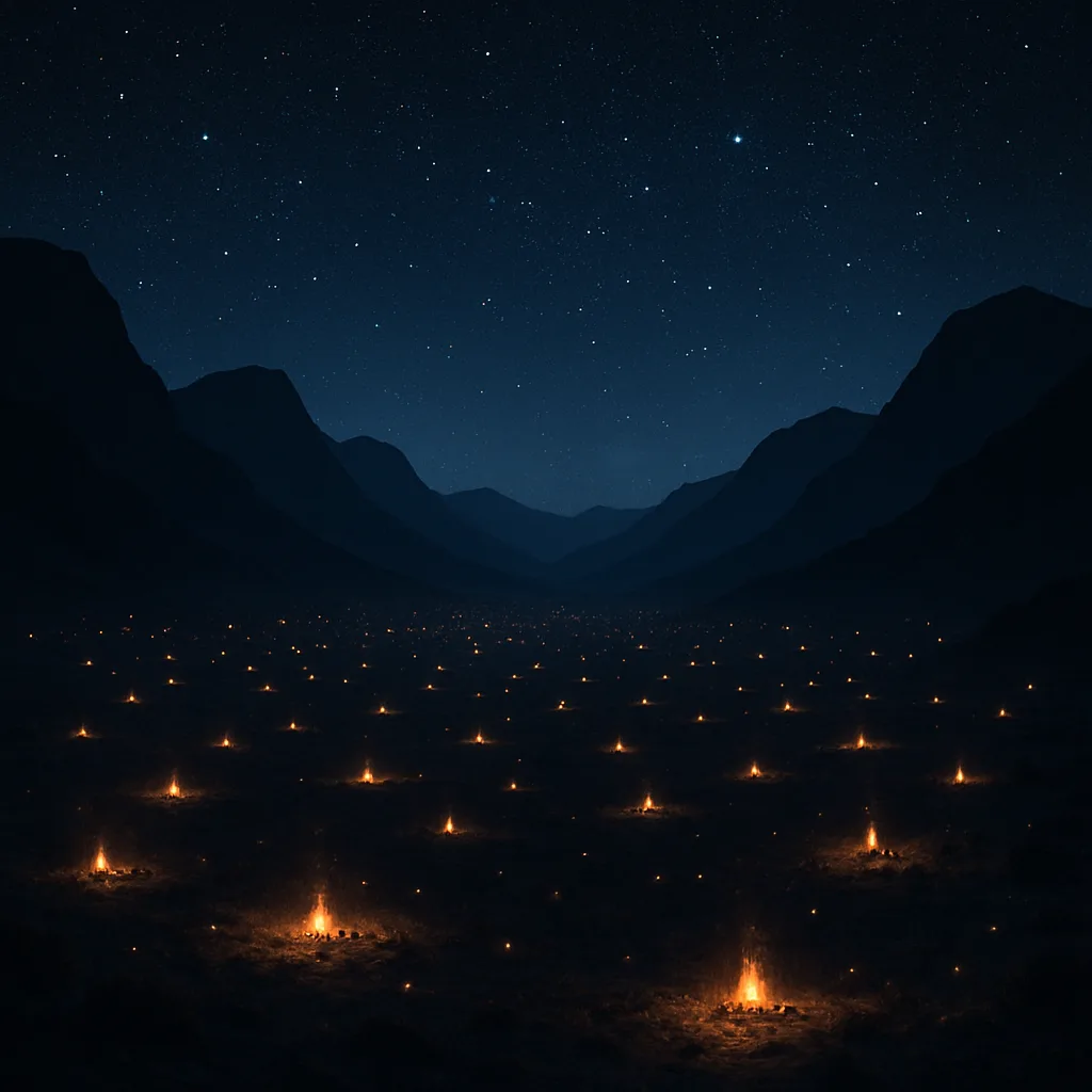 Countless Distant Campfires Twinkle Like Fallen Stars